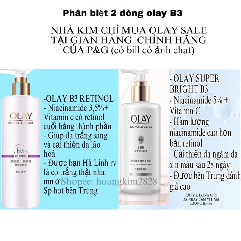 Sữa Dưỡng Thể Trắng da Olay b3 Retinol