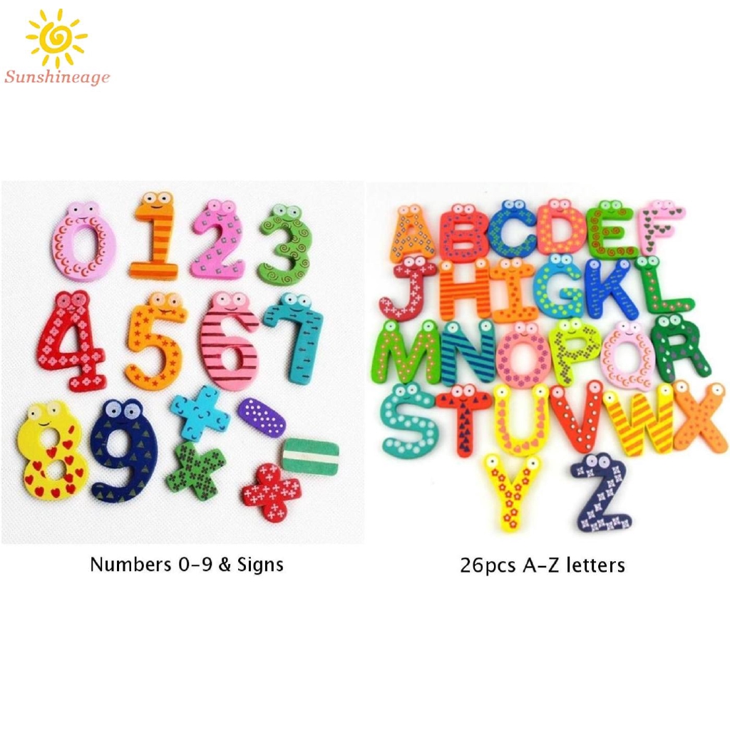Bộ đồ chơi dạy chữ và số nhiều màu bằng gỗ có nam châm cho bé