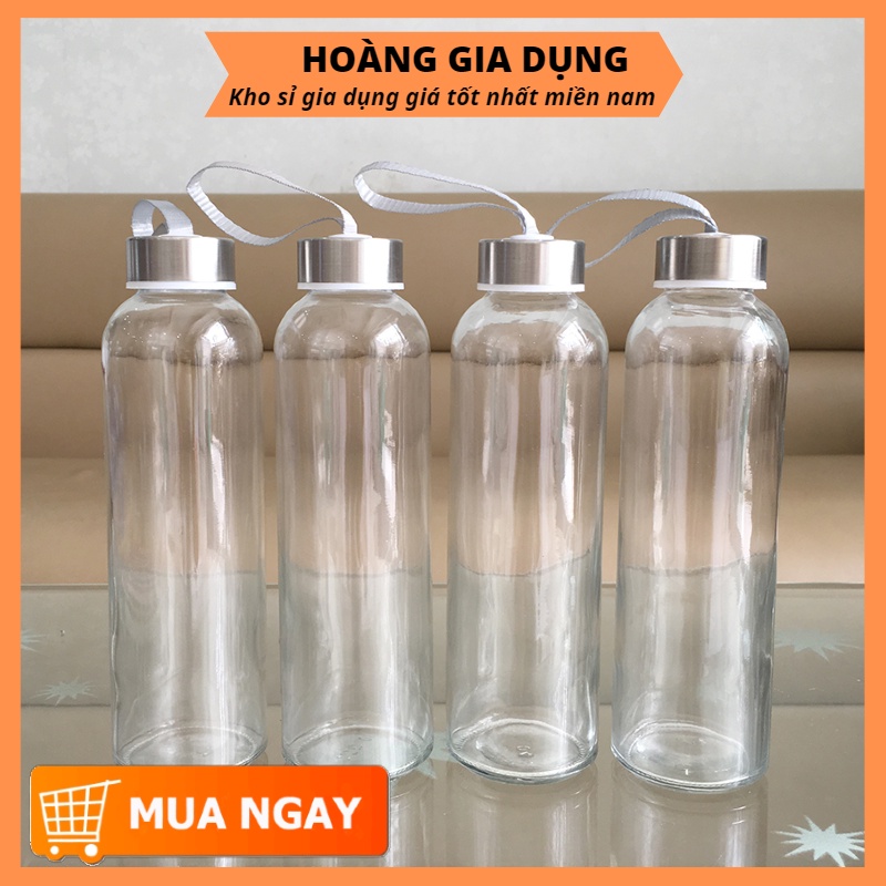 Bình Thủy Tinh 300ml &amp; 500ml Đựng Nước Có Dây Xách Cao Cấp ZA14