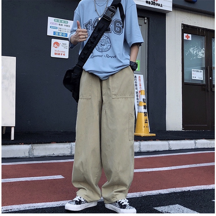 Quần Kaki Dài Ống Rộng Phong Cách Retro Nhật Bản Thời Trang Thu Đông Cho Nam