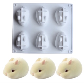 Khuôn Silicon Làm Thạch 3D Hình 6 Thỏ