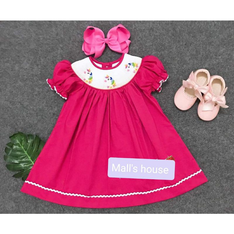 Váy smock thêu ngựa Pony xinh yêu cho bé gái
