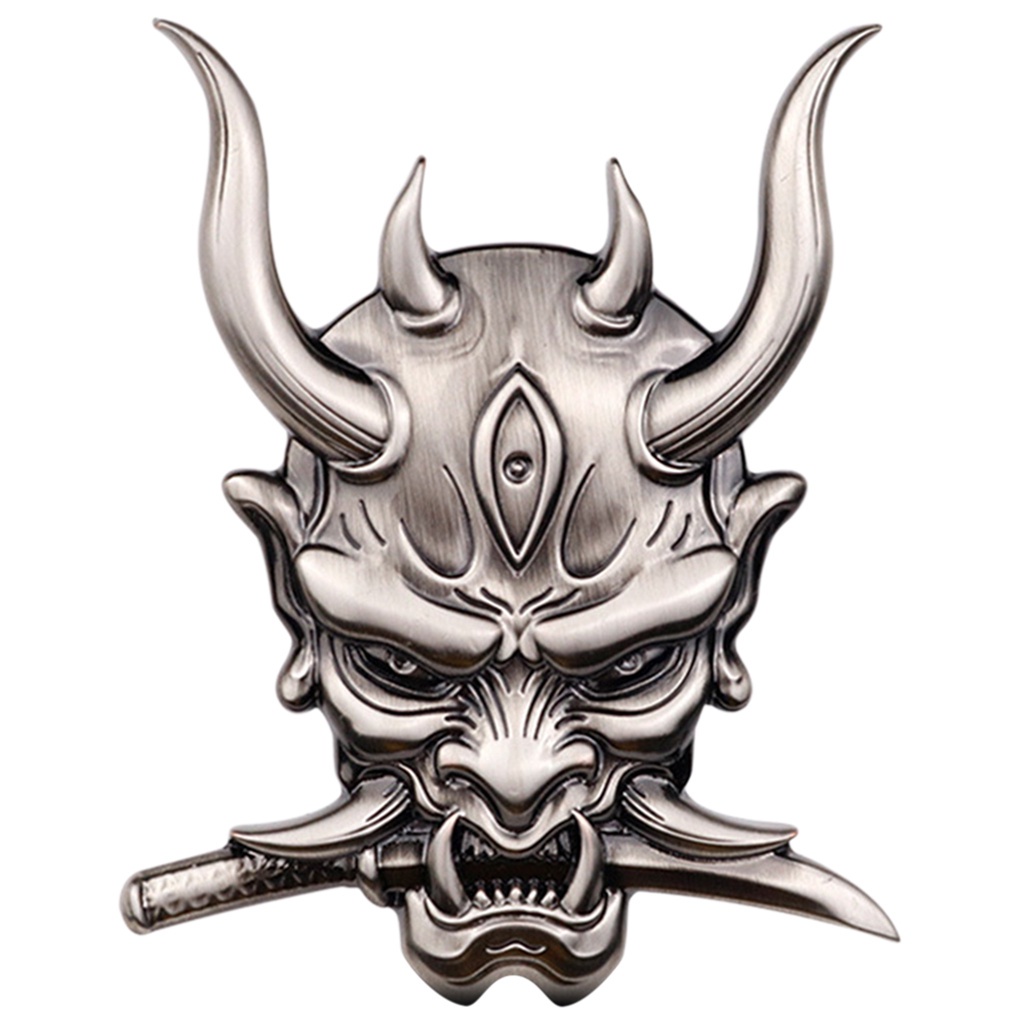 Miếng dán logo Oni Samurai Nhật Bản màu vàng trang trí xe hơi/xe máy