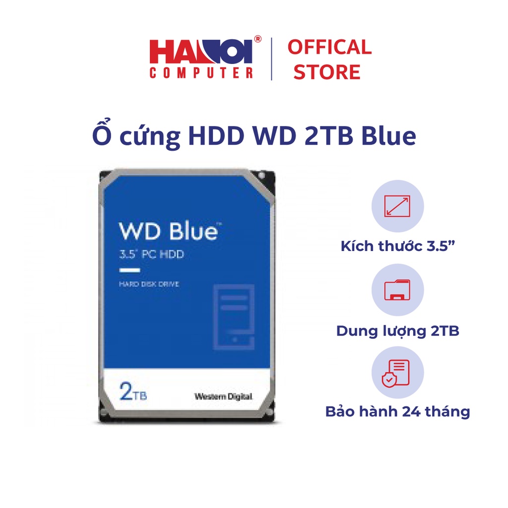 Ổ cứng di động HDD WD 2TB Blue 3.5 inch, 5400RPM, SATA, 256MB Cache