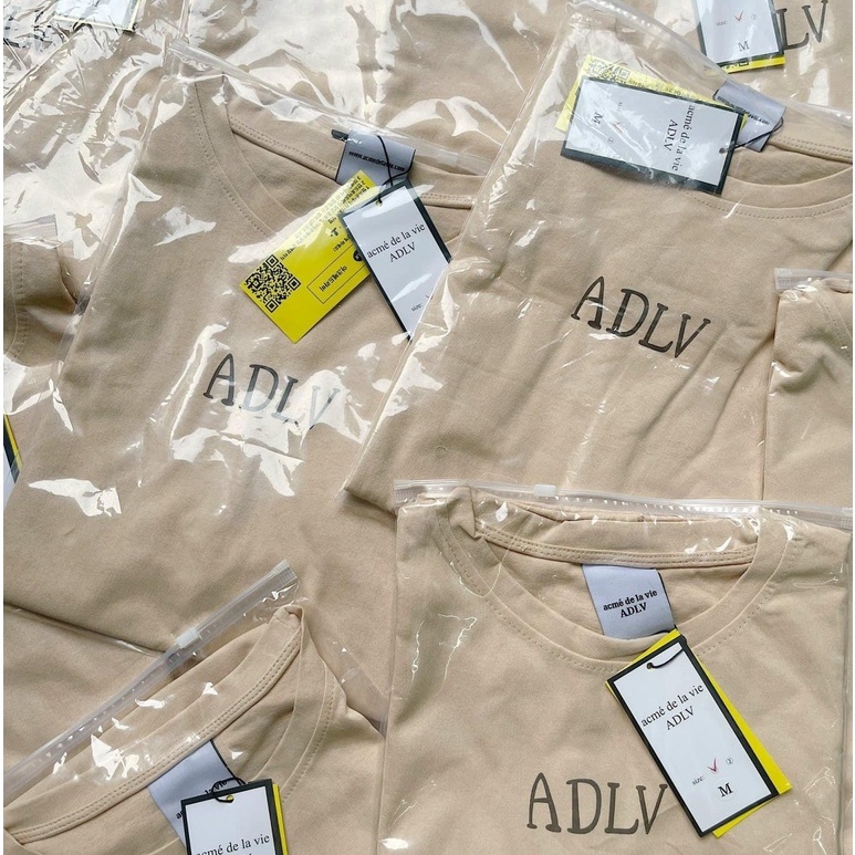 [Best Trung] Áo Thun Cộc Tay ADLV Màu Be Chất Liệu 100% Cotton Hot trend Unisex