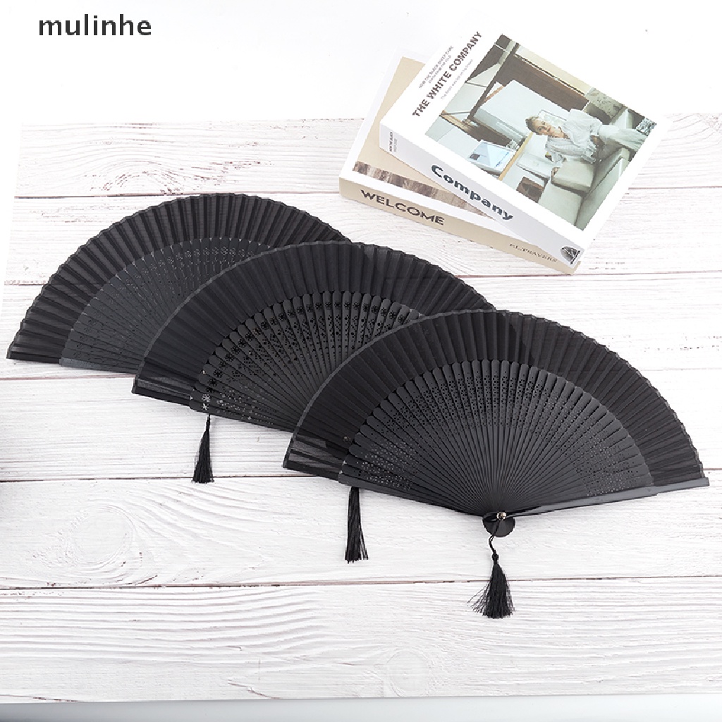Quạt Xếp Màu Đen Phong Cách Trung Hoa Cổ Điển