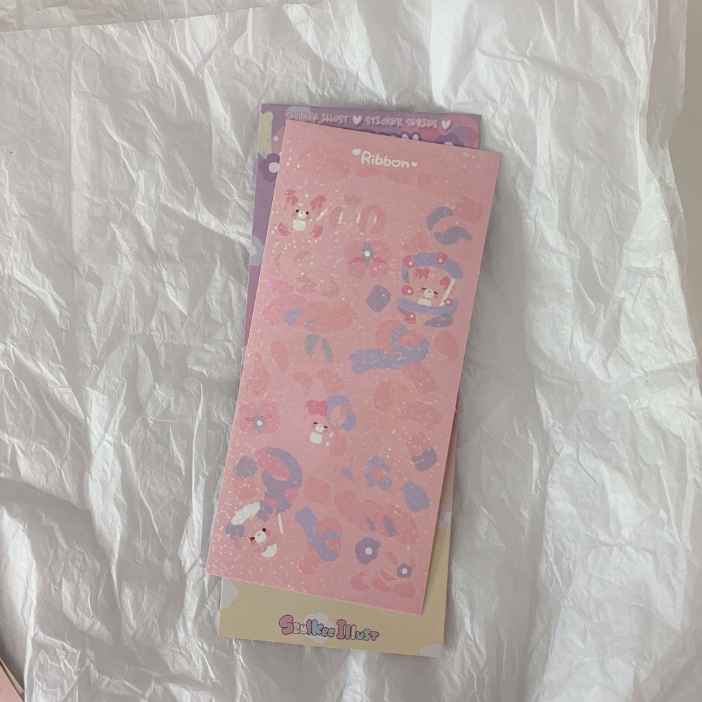 Nhãn dán hình gấu/ bánh laser dễ thương trang trí nhật ký/ album