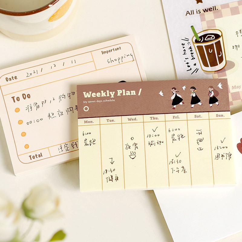 Set 80 giấy note, giấy ghi chú, trang trí sổ tay Caramel melody
