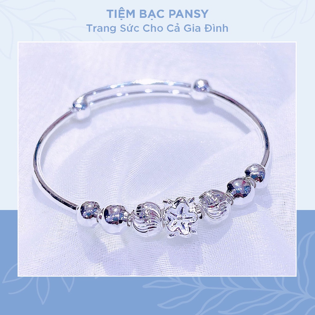 Vòng lắc trẻ em hoạ tiết hoa sen mix hạt bạc ta cao cấp PANSY