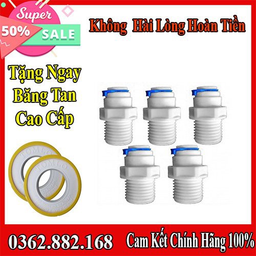 Cút 1044 Bắt Flow Nối Thẳng, Nối Nhanh Máy Lọc RO Nhựa Nguyên Sinh Cao Cấp, Quấn Sẵn Băng Tan