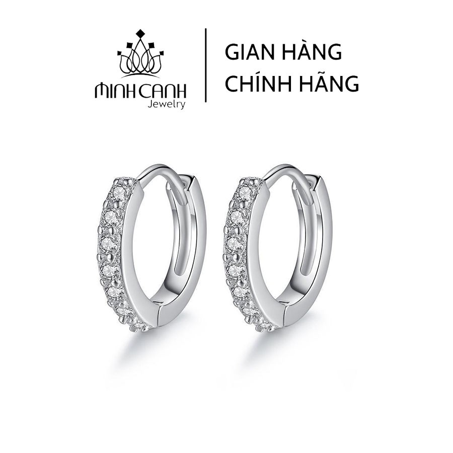 Khuyên Tai Bạc Nữ Tròn Đính Đá Lấp Lánh - Minh Canh Jewelry