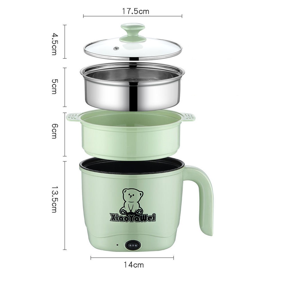 Nồi Điện Màu Xanh Mini Hai Tầng Đa Năng Tặng Kèm Khay Hấp có thể Chiên, Xào, Nấu ăn, nấu cơm, nấu lẩu mini | BigBuy360 - bigbuy360.vn