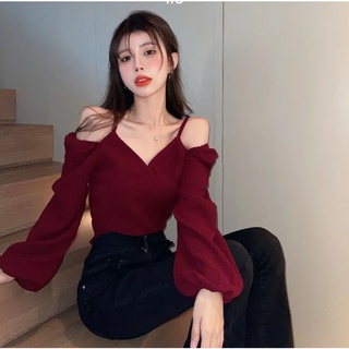 Áo Thun Tay Dài Phồng Dáng Ôm Thời Trang Cho Nữ