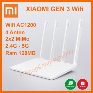 Bộ phát wifi router wifi Xiaomi Gen 3 Tiếng Việt chuẩn AC1200 gigabit 4 anten