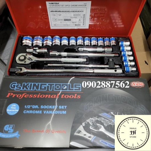 bộ tuýp khẩu 24 chi tiết kingtools thép trắng cao cấp tiêu chuẩn đức (N10)