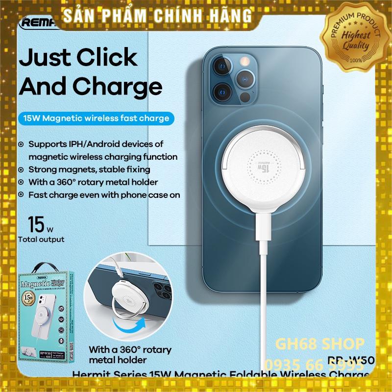 Đế sạc không dây sạc nhanh 15W Remax RP-W50 tích hợp giá đỡ
