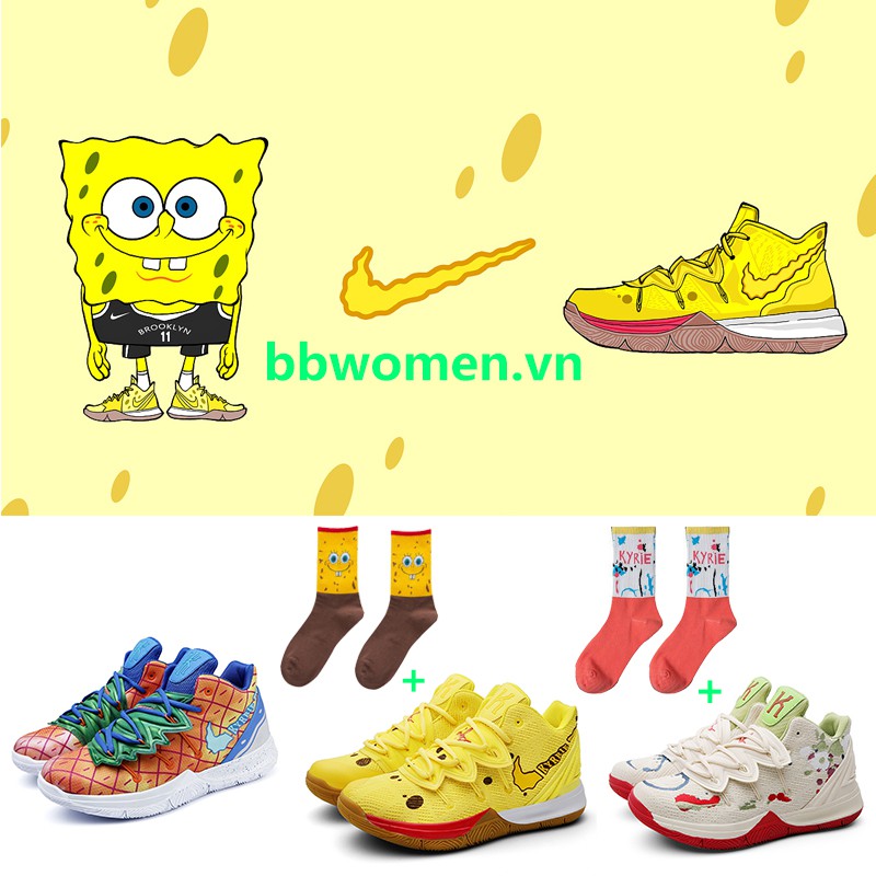 <Real Picture> NBA Kyrie Irving 5 SpongeBob Basketball shoes Giày bóng rổ chất lượng cao Giày thể thao Unisex Size:36-45