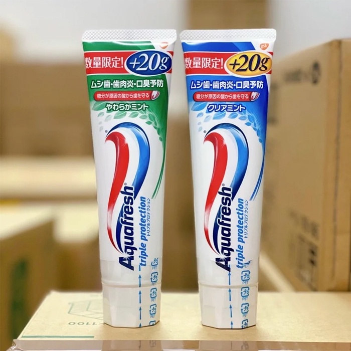 Kem đánh răng Aquafresh vị bạc hà, trà xanh dịu nhẹ 140g + 20g bảo vệ răng miệng - Umiko