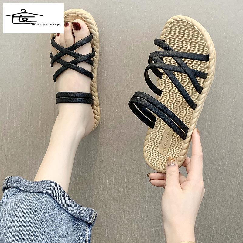 Dép Sandal Mùa Hè Đế Dày Phong Cách Hàn Quốc Dễ Phối Đồ Thời Trang Cho Nữ