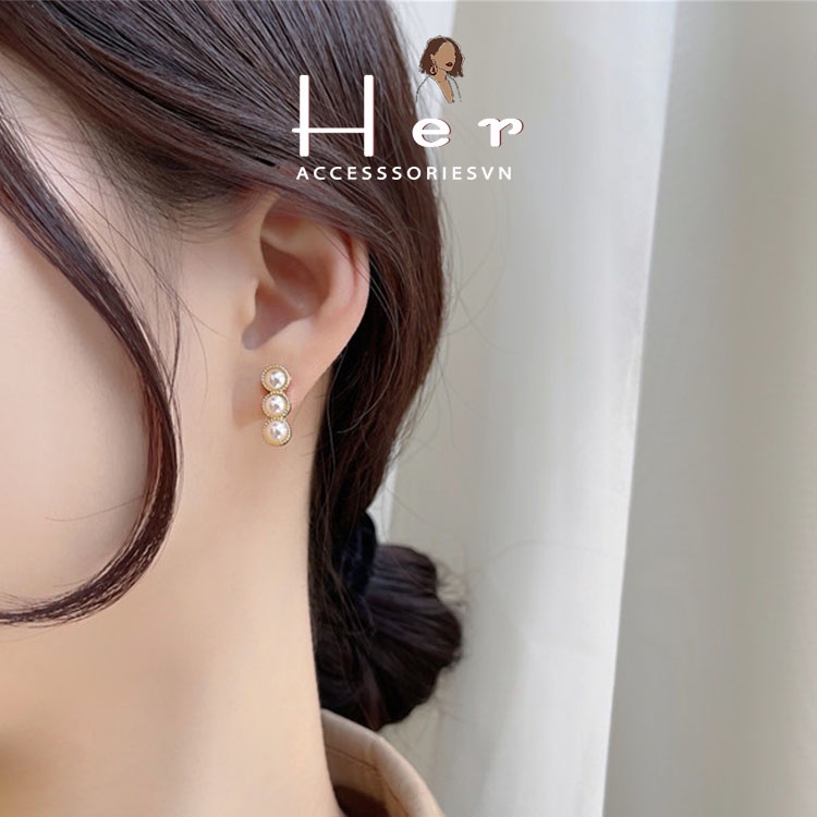 Bông tai, Khuyên tai Nơ điểm hạt trai thanh lịch, Her Accessories H103