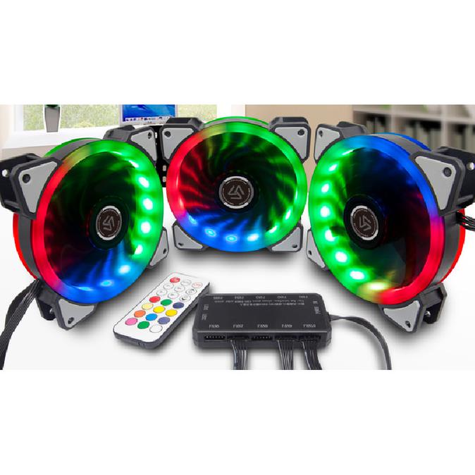 Quạt tản nhiệt trái cây RGB 3 + 1 CONTROLLER + 1 tay cầm đi kèm