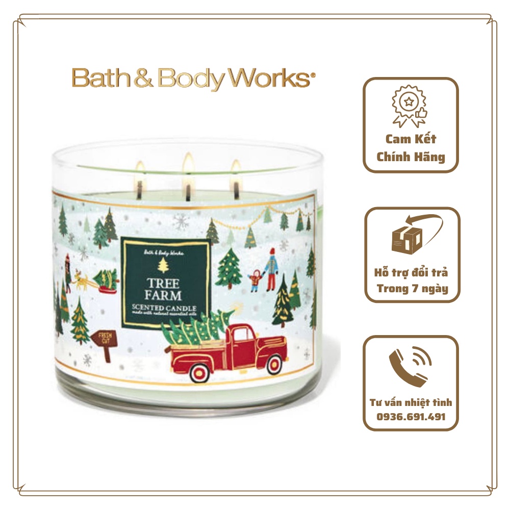 < BBW USA > Nến thơm Bath & Body Works TREE FARM 3 bấc 411g