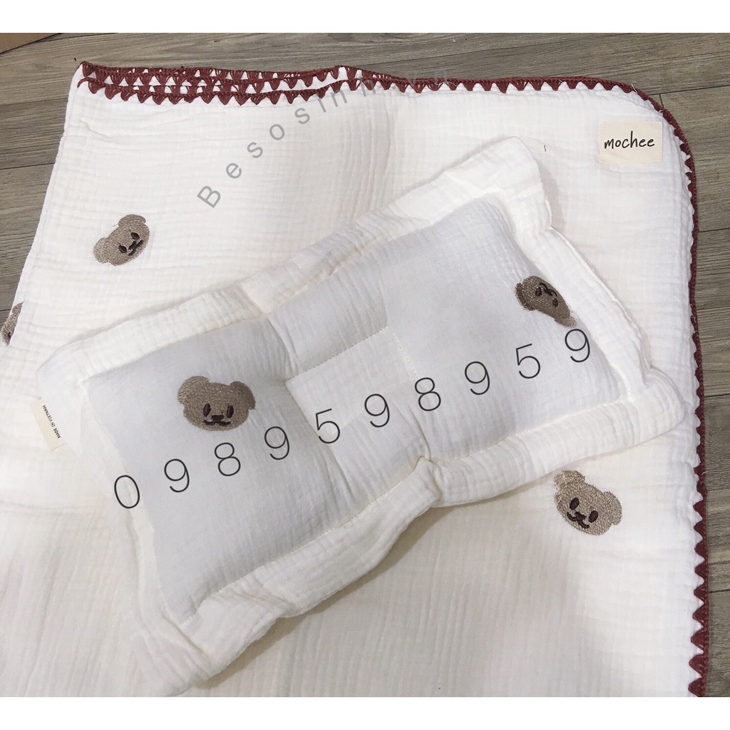SET CHĂN MỎNG KÈM GỐI MOCHEE VẢI XÔ MUSLIN