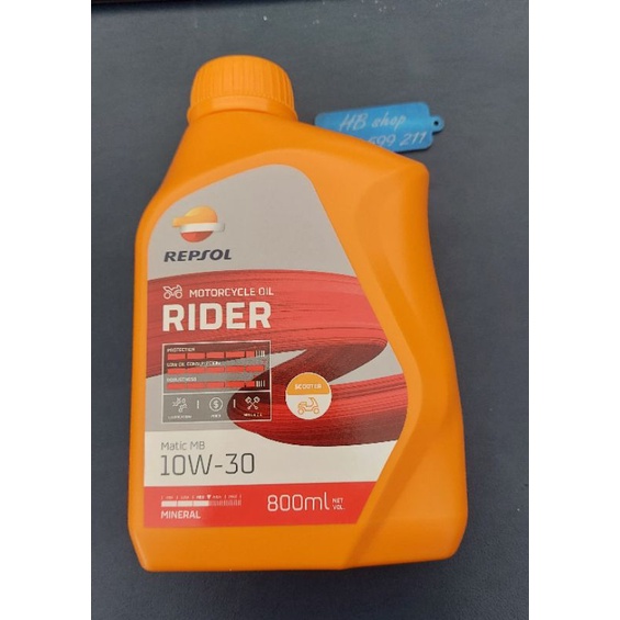 Nhớt REPSOL RIDER  matic 10w30 800ml xe tay ga KÈM NHỚT LÁP REPSOL