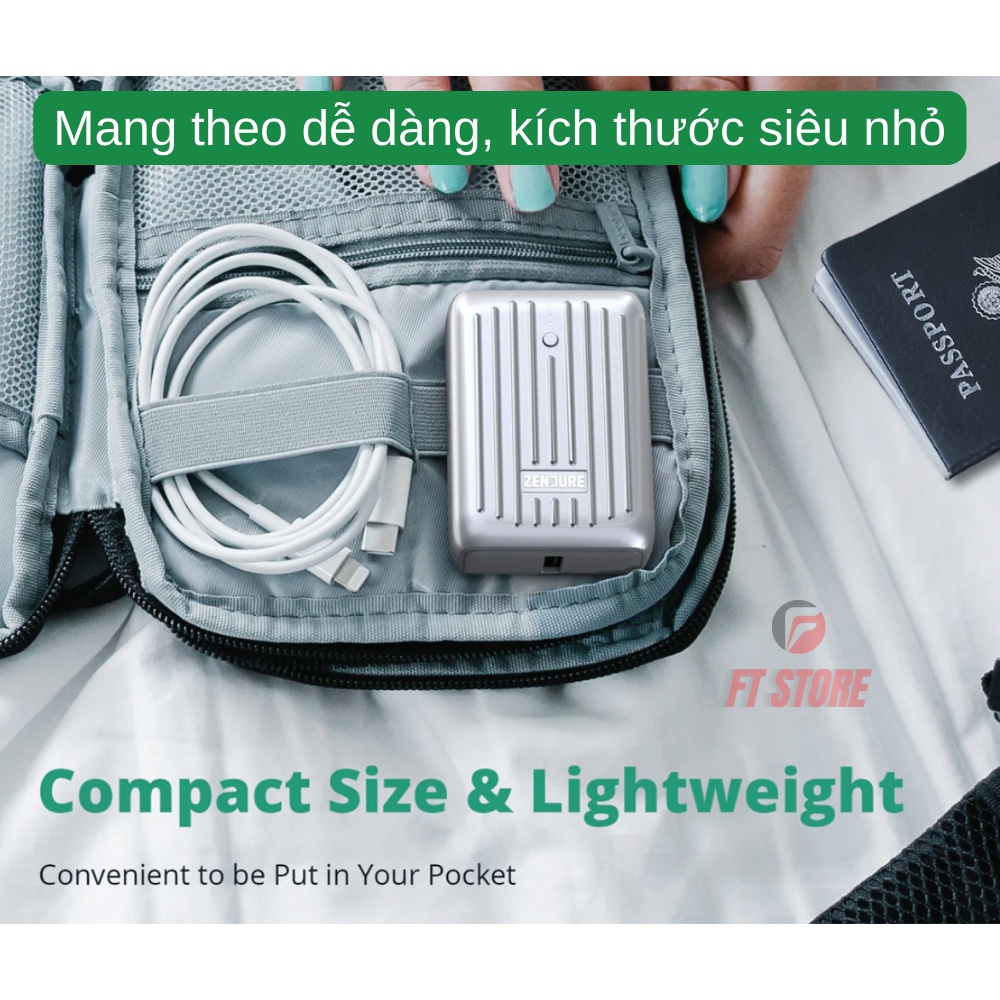 [GIAO HỎA TỐC] Pin Sạc Dự Phòng Siêu Gọn Nhỏ ZENDURE SUPERMINI 10.000mAh PD 20W Mã ZDSM10PD BH12TH
