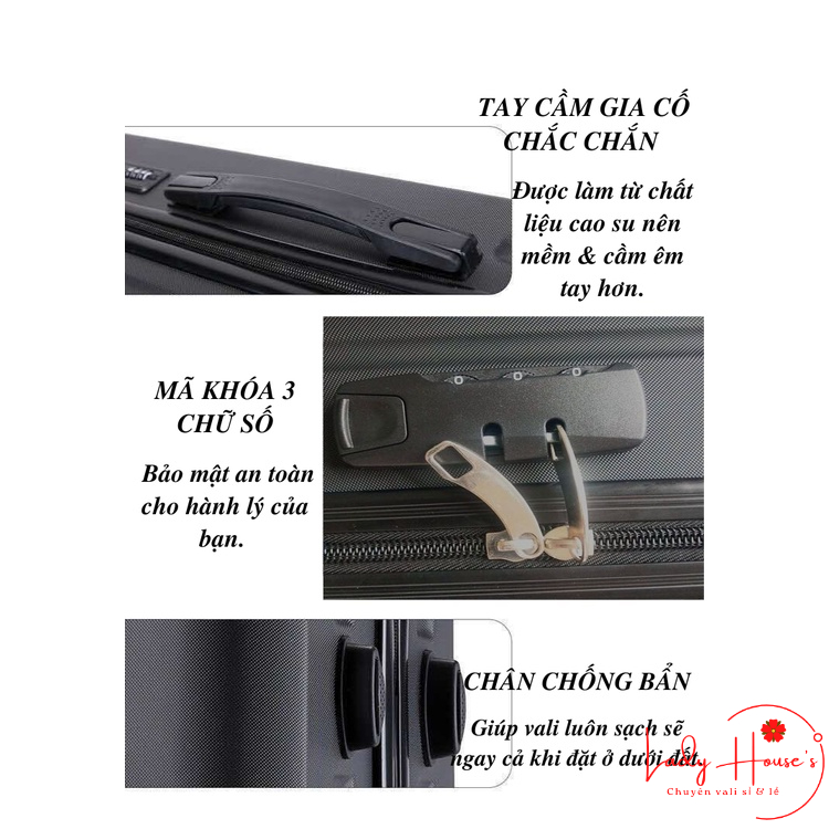 HÌNH THẬT_Vali Du Lịch Tay Kéo In Hình Mèo Dễ Thương 4 Bánh Xe Xoay 360 Độ Chất Liệu Nhựa Nhám PC+ABS Bền Hàng Sẵn