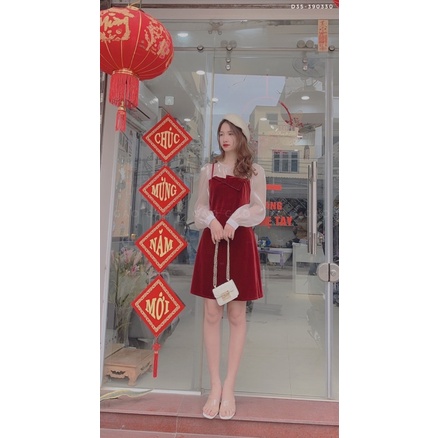 D35 Váy Nhung Giả Yếm Quảng Châu Cho Con Bú