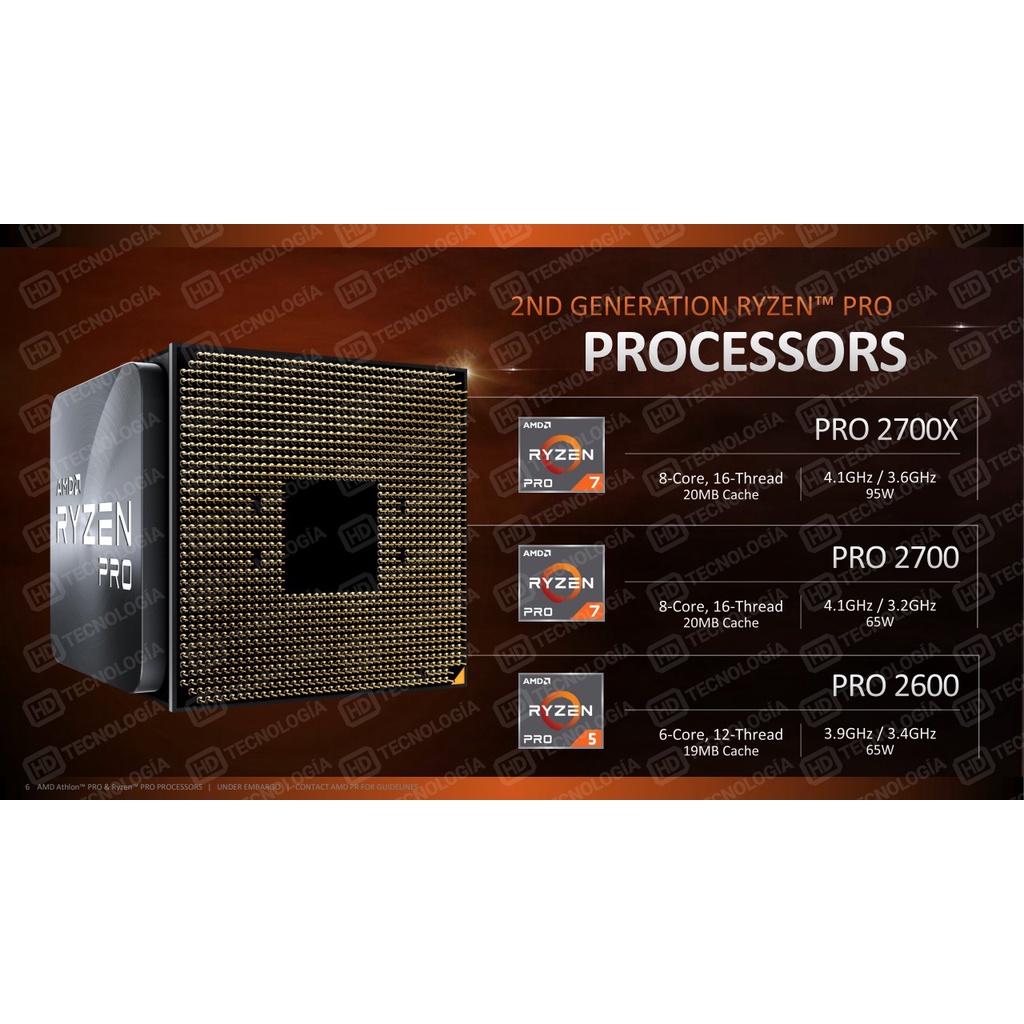 CPU AMD Ryzen 7 PRO 2700 3.2 GHz  / 20MB / 8 cores 16 threads / socket AM4