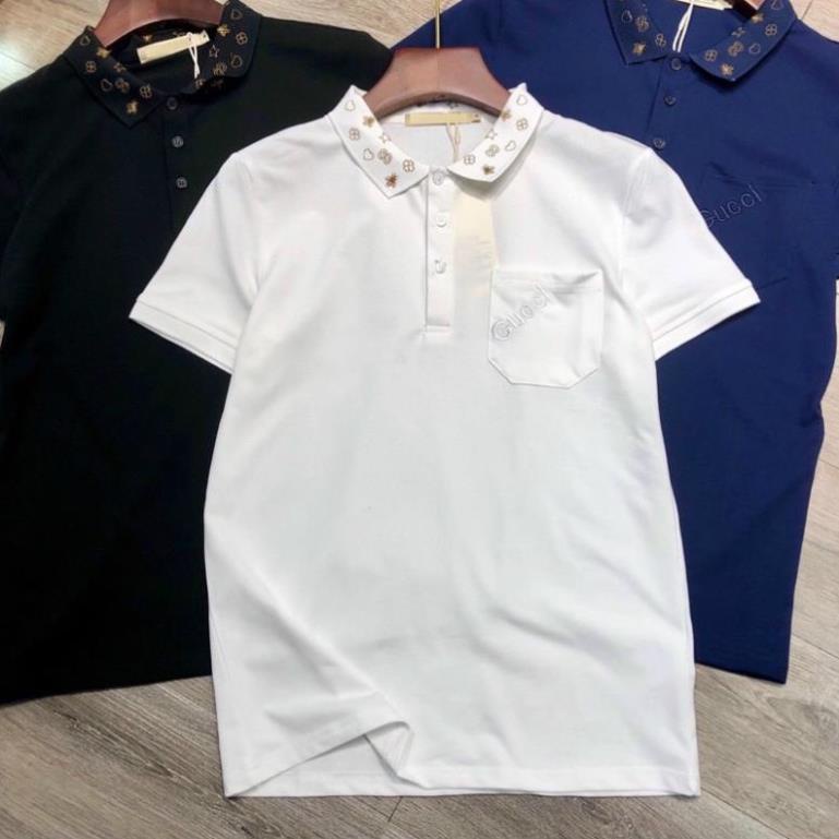 áo thun nam tay ngắn có cổ chất thun cá sấu in chữ gucci thêu ở cổ cực đẹp áo thun nam thuê lô gô quản châu đẹp ! ;