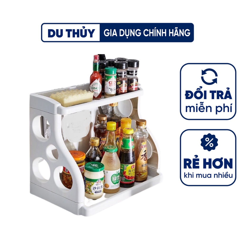 Kệ nhựa 2 tầng đựng gia vị nhà bếp, thiết kế đơn giản màu sắc sang trọng trắng xám, hồng,tiện lợi dùng cho nhà bếp