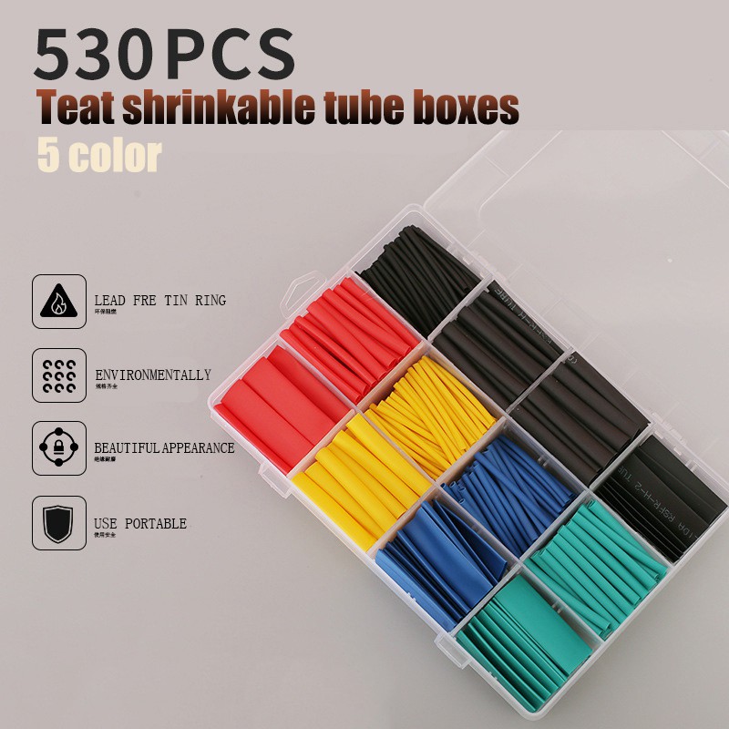 Set 530 ống bọc cách điện bằng Polyolefin tỉ lệ 1:2 tiện dụng