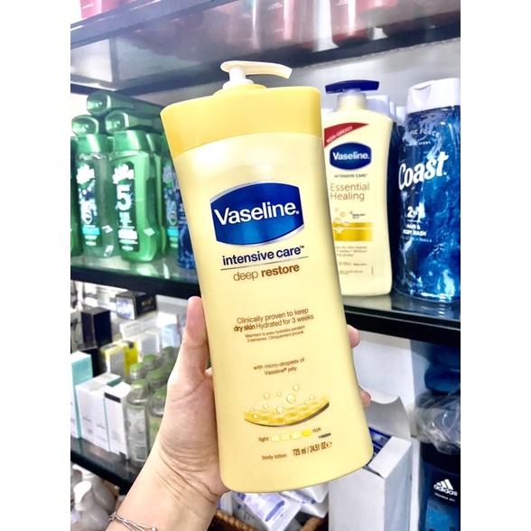 Sữa Dưỡng Thể Vaseline Mỹ Intensive Care Deep Restore dành cho da RẤT KHÔ 725ML dành cho da khô nhiều VÀNG