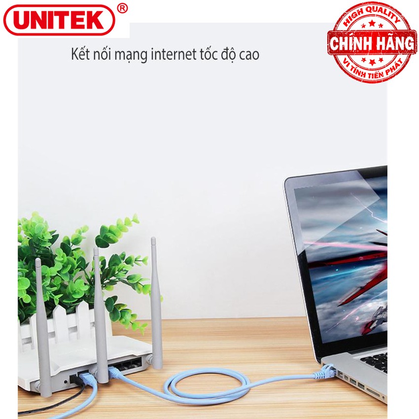 Dây cáp mạng LAN Internet bấm sẵn chuẩn CAT 6 Unitek Y-C813ABL dài 10m