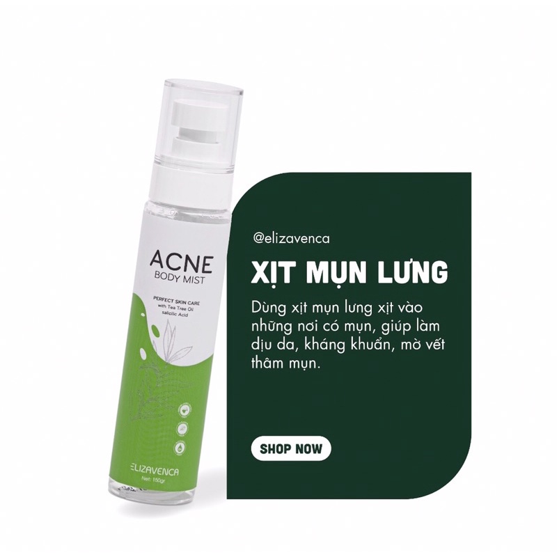 [CHÍNH HÃNG] COMBO Xà Phòng + Xịt Mụn Lưng ELIZAVENCA