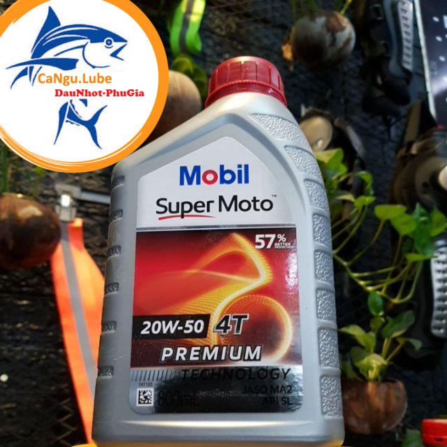 Nhớt Xe Số Mobil Super Moto 20W50, nhớt mobil 20w50 nhớt xe số giảm gào máy cho xe lâu niên chai 800ml