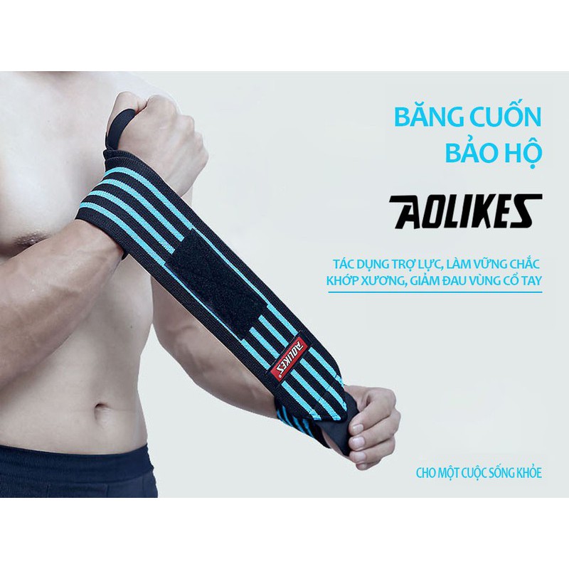 Băng Cuốn quấn cổ tay tập gym AOLIKES, Băng cuốn cổ tay hỗ trợ tập gym tập tạ hàng chính hãng (36749)