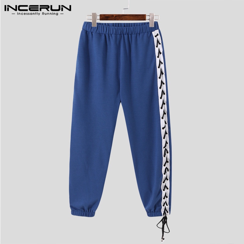 Quần baggy INCERUN eo thun có dây cột bên hông 3 màu dành cho nam giới