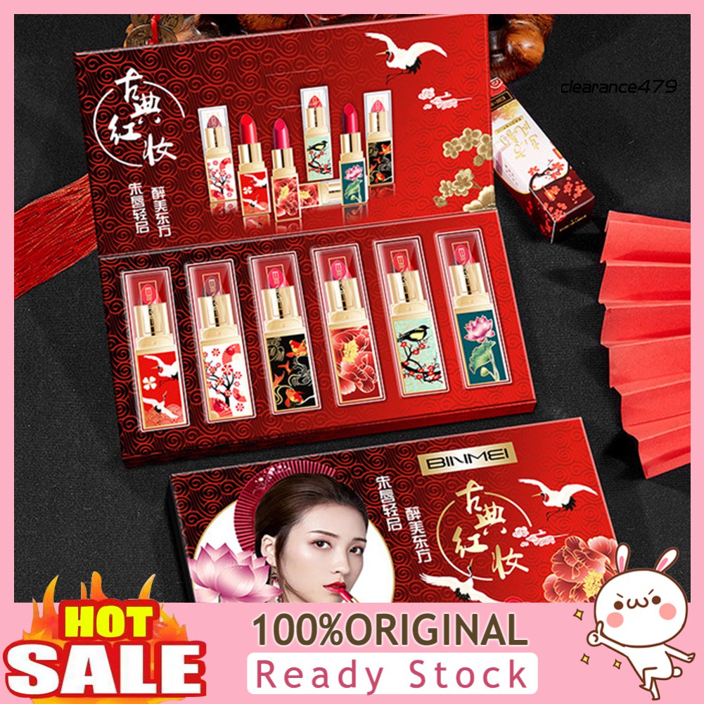 Set 6 thỏi son môi có dưỡng lâu trôi phong cách Trung Hoa sang trọng quyến rũ