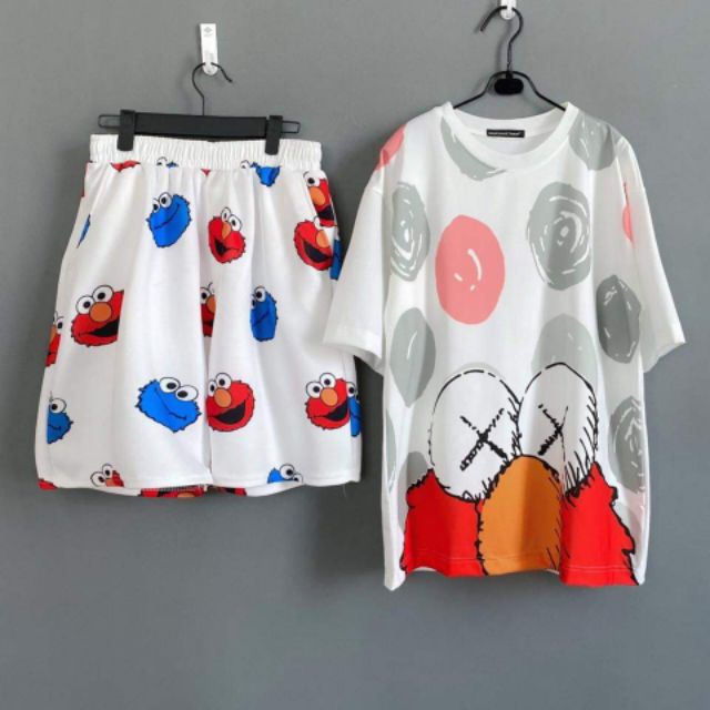 Set áo thun in 3D và quần cartoon pan, form unisex,