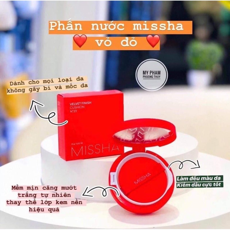 phấn nước misha velvet finish cushion SPF50 PA+++