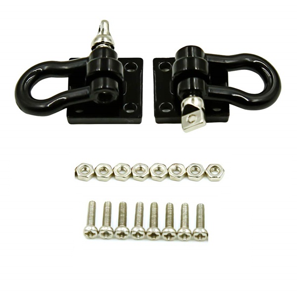 Set 2 Móc Kéo Xe Hơi / Xe Tải Điều Khiển Từ Xa Bằng Kim Loại Màu Đen Tỉ Lệ 1 / 10