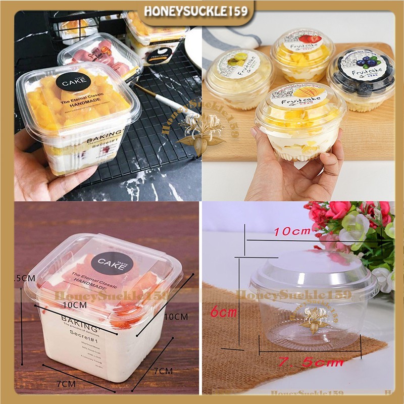 Combo 10 Hộp Pét Nhựa Đựng Mousse/Tiramitssu/Kem/Thạch/Pudding Mẫu Tròn Và Vuông