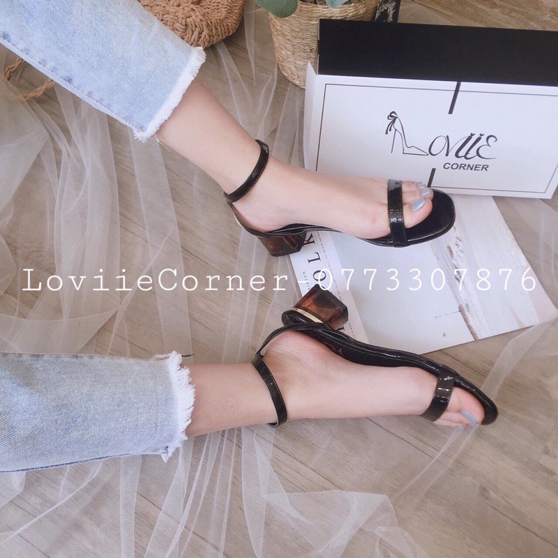 LOVIIECORNER - SANDAL 3 PHÂN QUAI MẢNH MŨI VUÔNG - SANDAL CAO GÓT 3CM DÂY MẢNH - SANDAL NỮ ĐẾ VUÔNG - ĐEN KEM - G200303