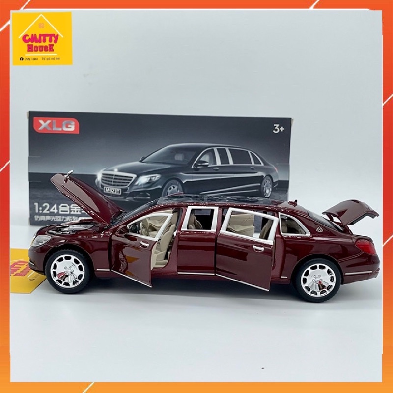 [Chitty]Mô Hình Xe Mercedes Maybach S600 tỷ lệ 1:24, Làm từ hợp kim , Có đèn, Có âm thanh mô phỏng tiếng khởi động xe