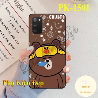Ốp lưng SamSung Galaxy A03s viền đen in hình BST Gấu Nâu (Brown)