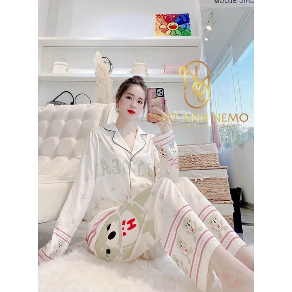 Đồ Bộ Mặc Nhà Pijama Nữ Tay Phồng Cao Cấp - Đồ Ngủ Lụa Quảng Châu